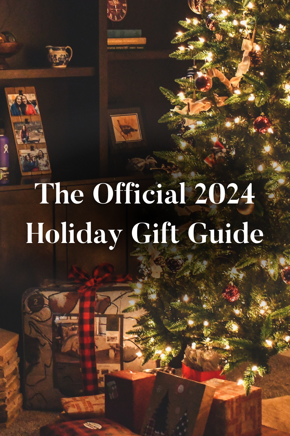 "The Official 2024 Holiday Gift Guide" blog post cover with Christmas tree and presents