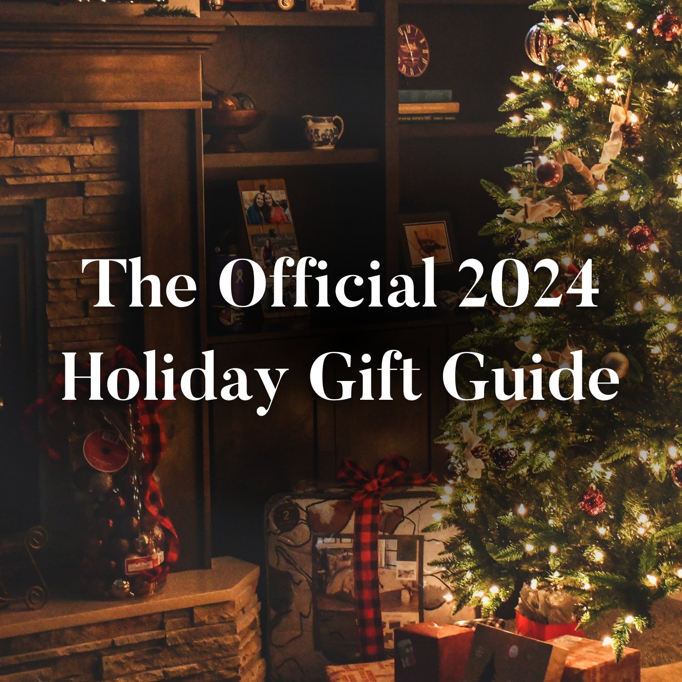 "The Official 2024 Holiday Gift Guide" blog post cover with Christmas tree and presents