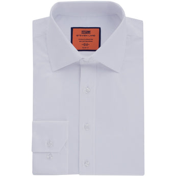 Poplin Dress Shirt | Slim Fit | Barrel Cuff | 100% Cotton | Optical White