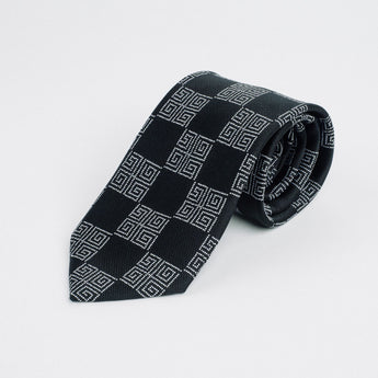 Steven Land | Greek Key Tie & Pocket Square| 100% Silk