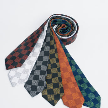 Steven Land | Greek Key Tie & Pocket Square| 100% Silk