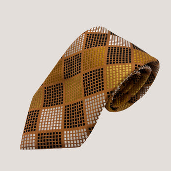 Rhombus Pattern Tie & Pocket Square 100% Silk for Men