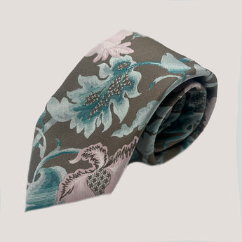 Exquisite Botanical Tie & Pocket Square 100% Silk for Men