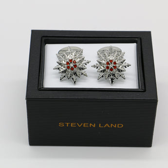 The Winter Cufflinks Set | Red Stones set in Silver