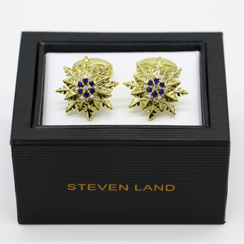 The Winter Cufflinks Set | Blue Stones set in Gold