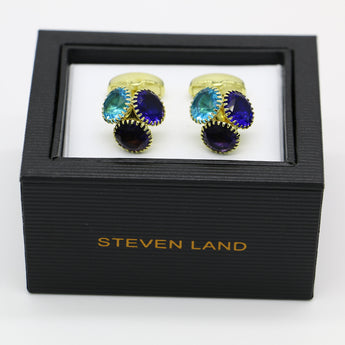 Steven Land Cufflinks | Trio Style | Gold and Multi Crystal Gemstone