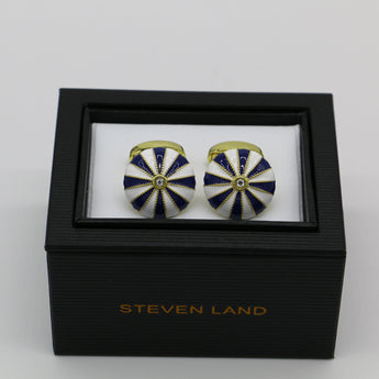 Steven Land Cufflinks Set | Venezia Umbrella Top View  | Color Gold Cast with Enamel