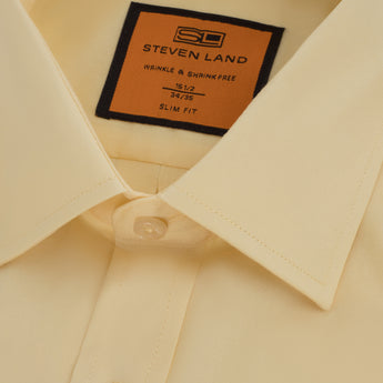 Poplin Dress Shirt | Slim Fit | Barrel Cuff | 100% Cotton | Yellow