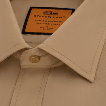 Poplin Dress Shirt | Classic Fit | French Cuff | 100% Cotton | Khaki