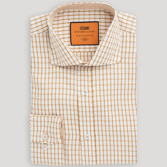 The Tucker Dress Shirt | Convertible Button Cuff & Spread Collar | Brown