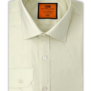 Poplin Dress Shirt | Trim Fit | Button Cuff | 100% Cotton | Cream