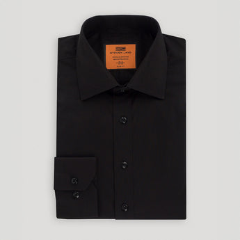 4 Way Stretch Travel Dress Shirt | Barrel Cuff | Point Collar | Slim Fit | Black