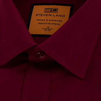 Poplin Dress Shirt | Slim Fit | Barrel Cuff | 100% Cotton | Burgundy