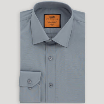 Poplin Dress Shirt | Slim Fit | Barrel Cuff | 100% Cotton | Steel