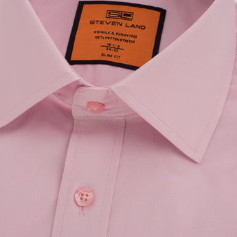 Poplin Dress Shirt | Slim Fit | Barrel Cuff | 100% Cotton | Pink