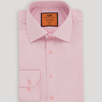 Poplin Dress Shirt | Trim Fit | Button Cuff | 100% Cotton | Color Pink