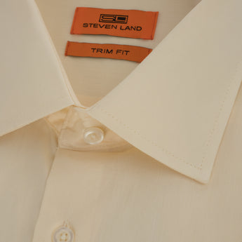 Poplin Dress Shirt | Trim Fit | Button Cuff | 100% Cotton | Color Cream