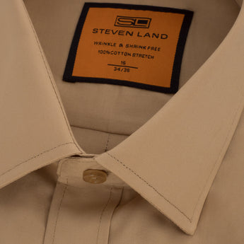 Poplin Dress Shirt | Slim Fit | Barrel Cuff | 100% Cotton | Khaki