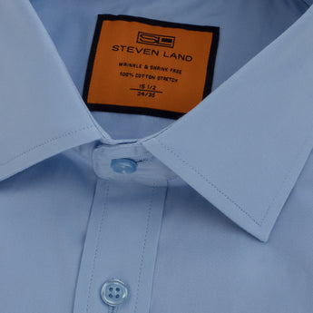 Poplin Dress Shirt | Trim Fit | Button Cuff | 100% Cotton | Color Light Blue