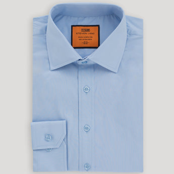 Poplin Dress Shirt | Trim Fit | Button Cuff | 100% Cotton | Color Light Blue