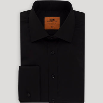 Poplin Dress Shirt | French Cuff | 100% Cotton | Color Black