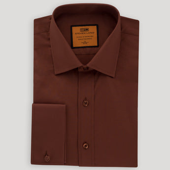 Poplin Dress Shirt | French Cuff | 100% Cotton | Brown