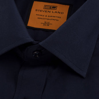 Poplin Dress Shirt | French Cuff | 100% Cotton | Navy