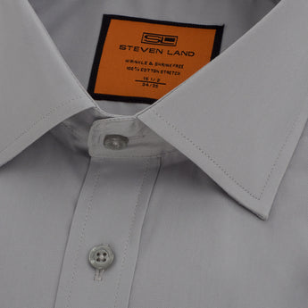 Steven Land Poplin Dress Shirt | French Cuff | 100% Cotton | Color Silver