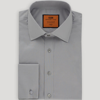 Steven Land Poplin Dress Shirt | French Cuff | 100% Cotton | Color Silver