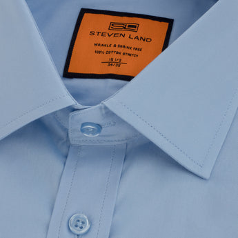 Poplin Dress Shirt | French Cuff | 100% Cotton | Light Blue