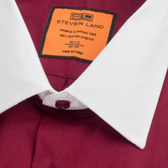 Poplin Dress Shirt | Classic Fit | French Cuff | 100% Cotton | Burgundy