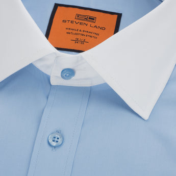 Wrinkle & Shrink Resistant | 100% Cotton Poplin Contrast Collar Dress Shirt