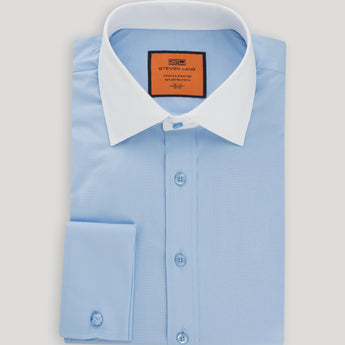 Wrinkle & Shrink Resistant | 100% Cotton Poplin Contrast Collar Dress Shirt