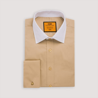 Poplin Dress Shirt | French Cuff | 100% Cotton | Beige