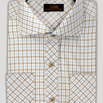 Steven Land Dress Shirt  | Trim and Classic Fit | Arlo 100% Cotton | Color Brown