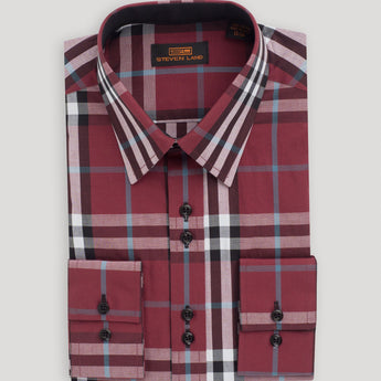 The Tartan III Dress Shirt | Regular Barrel Cuff & Classic Collar | Burgundy