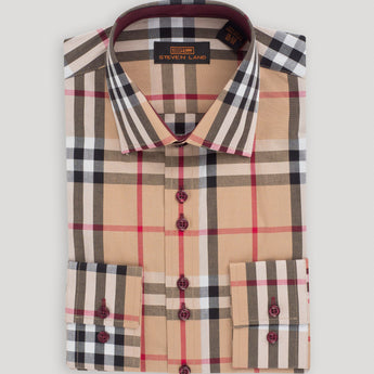 The Tartan III Dress Shirt | Regular Barrel Cuff & Classic Collar | Khaki