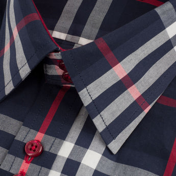 The Tartan III Dress Shirt | Regular Barrel Cuff & Classic Collar | Navy