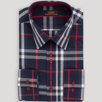 The Tartan III Dress Shirt | Regular Barrel Cuff & Classic Collar | Navy