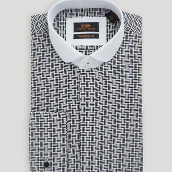 The Alder Dress Shirt |Rounded French Cuff & Club Collar | Black