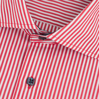 The Earl Striped Dress Shirt | Barrel Cuff & Spread Collar | Red