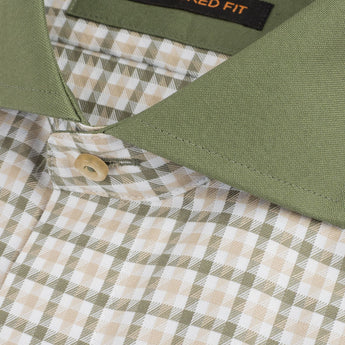 The Jago Dress Shirt | French Cuff & Spread Collar | Olive