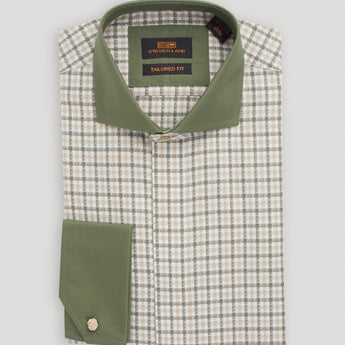 The Jago Dress Shirt | French Cuff & Spread Collar | Olive