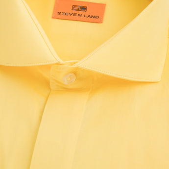 Poplin Dress Shirt Hidden Placket 100% Cotton | Cutaway collar | French Cuff | Color Butter