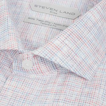 The Colm Dress Shirt | Semi Spread Collar | Mitered Barrel cuff | Red & Blue mélange Fabric