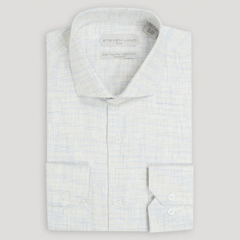 The Colm Dress Shirt | Semi Spread Collar | Mitered Barrel cuff | Yellow & Blue mélange Fabric