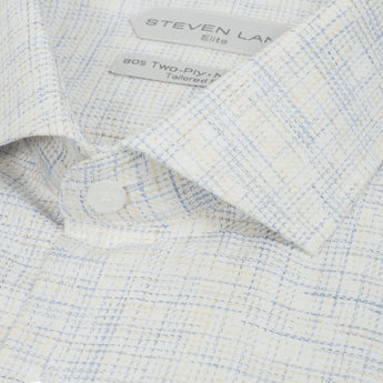 The Malcolm dress Shirt | Semi Spread Collar | Mitered French cuff | Yellow & Blue mélange Fabric