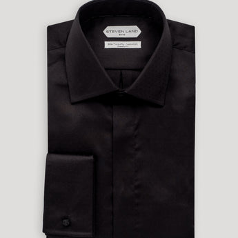 The Opulence Dress Shirt | Elite Collection | French Cuff | Double Woven Cotton | Black