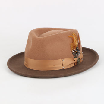 The New Orleans Fedora | Fine Australian Wool Hat with Snap Brim | Light Brown & Brown