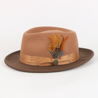 The New Orleans Fedora | Fine Australian Wool Hat with Snap Brim | Light Brown & Brown